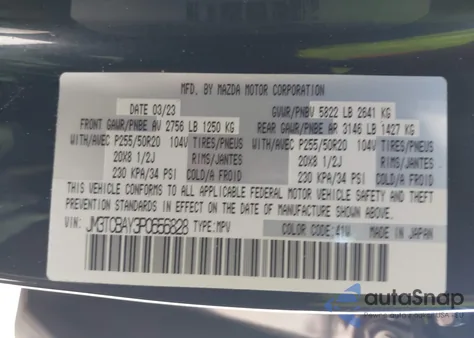 2023 Mazda Cx-9 Touring Plus z USA, uszkodzony, nr VIN JM3TCBAY3P0656828